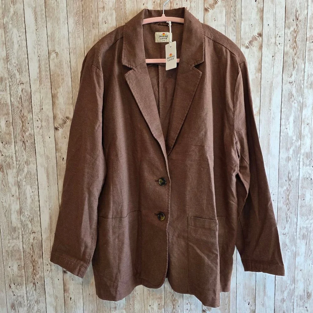 Women's Marine Layer Brown Blazer Size L - Picture 2 of 9